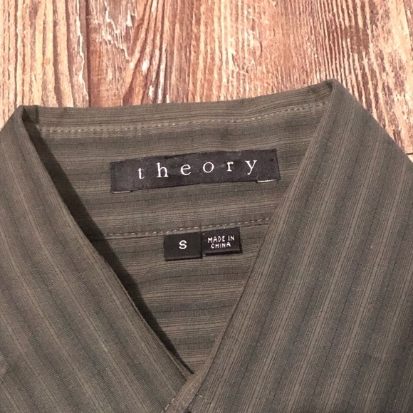 Theory Shirt Men's Small Klaus Button Down Green Black Business Casual - Picture 2 of 5